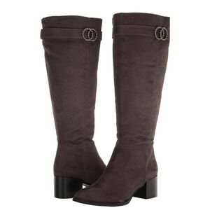 Size 8.5 LifeStride Soft System New Womens Gray Faux Suede Boots Daring Knee New
